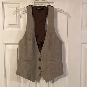 EXPRESS DESIGN STUDIO brown tweed racerback vest fully lined size 4 like new